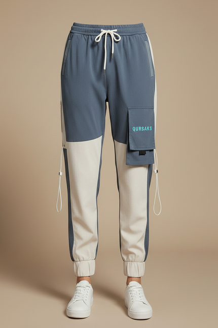 Pantalon Parachute Bicolore Cargo Ample Streetwear Sport - Multicolore Polyester - vue 3