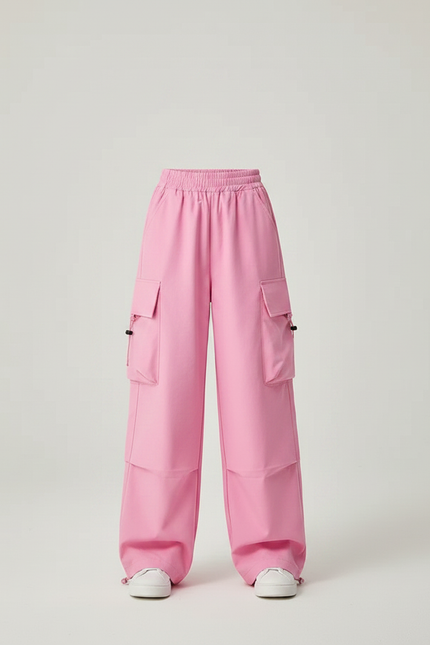 Pantalon Parachute Rose Cargo Ample Enfant Décontracté - Polyester - vue 3