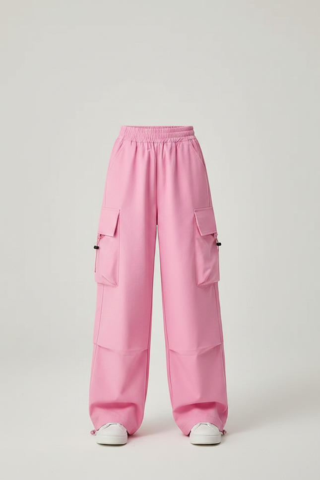 Pantalon Parachute Rose Cargo Ample Enfant Décontracté - Polyester - vue 3