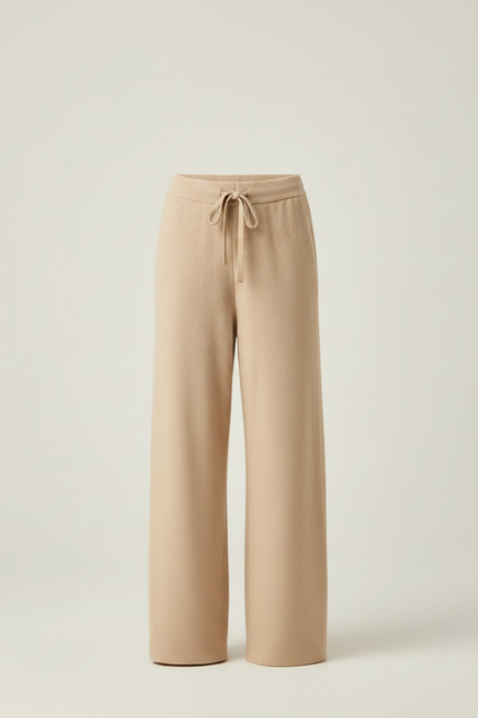 Pantalon Parachute Beige Laine Ample Décontracté Femme - vue 3