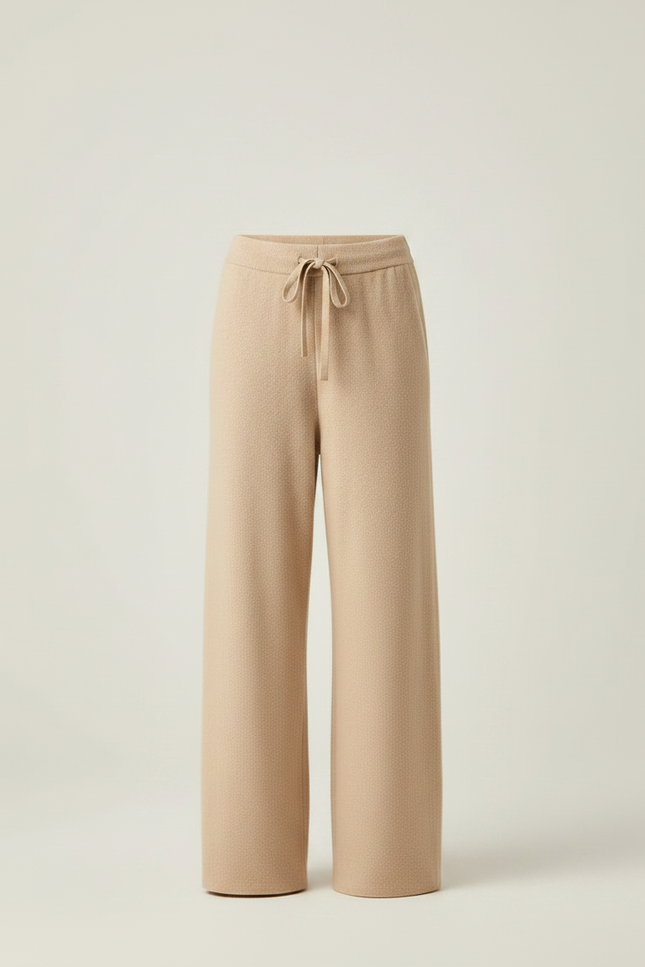 Pantalon Parachute Beige Laine Ample Décontracté Femme - vue 3
