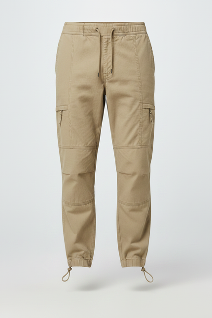 Pantalon Parachute Kaki Cargo Décontracté Coton Cordon Homme - Toile - vue 3