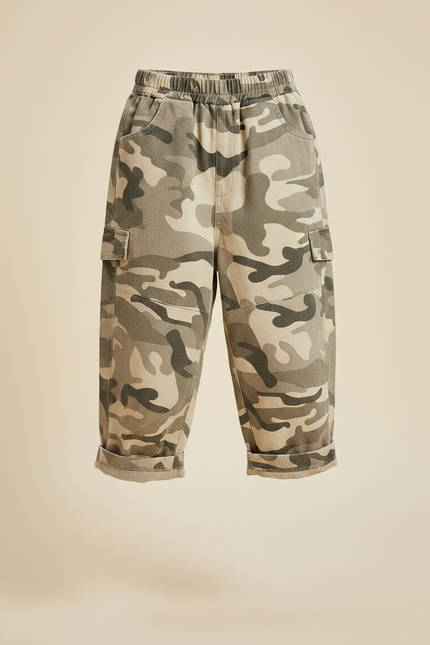 Pantalon Parachute Camouflage Ample Coton Fille Décontracté - Multicolore - vue 3