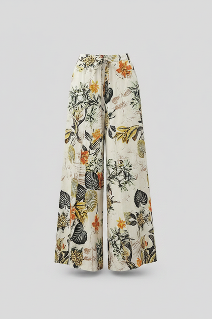 Pantalon Parachute Imprimé Floral Fluide Bohème Femme - Lin - vue 3
