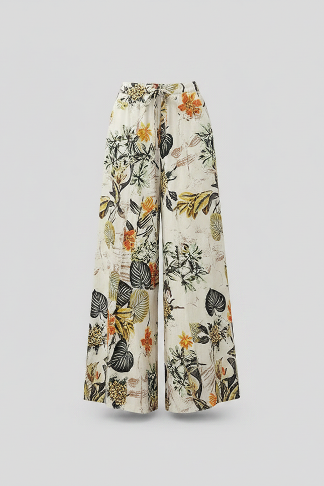 Pantalon Parachute Imprimé Floral Fluide Bohème Femme - Lin - vue 3