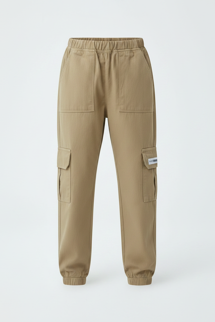 Pantalon Parachute Cargo Ample Coton Garçon - Beige - vue 3