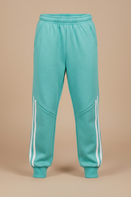 Pantalon Parachute Turquoise Ample Coton Rayures Garçon - Bleu Molleton - vue 3