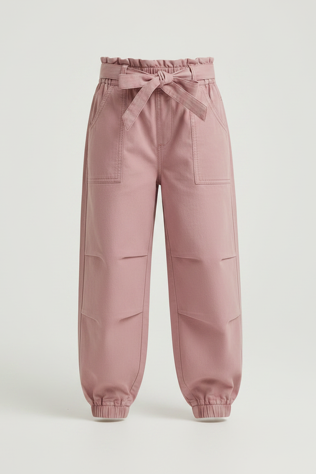 Pantalon Parachute Rose Coton Ample Ceinture Enfant - Toile - vue 3