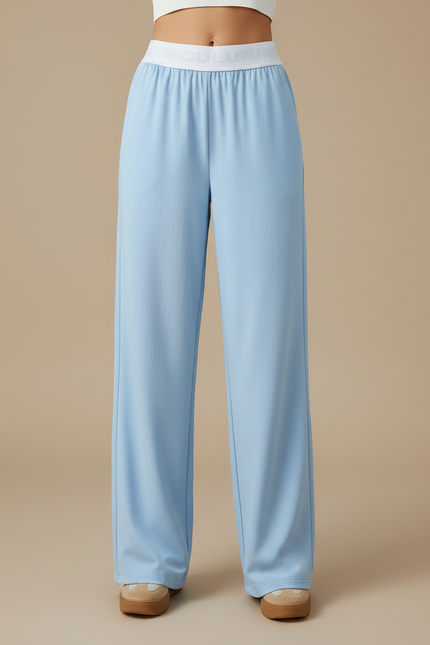 Pantalon Parachute Bleu Ciel Ample Confortable Élastique - Polyester - vue 3