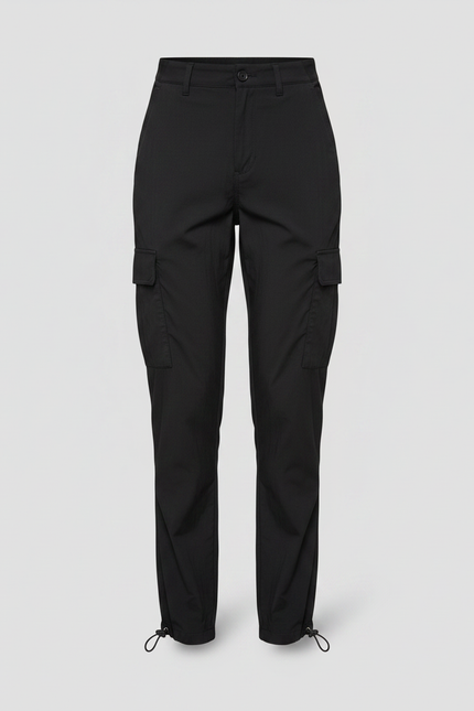 Pantalon Parachute Noir Ample Fluide Cargo Femme - Viscose - vue 3