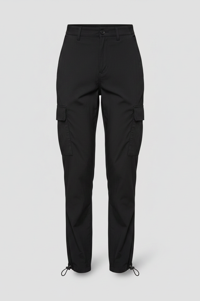 Pantalon Parachute Noir Ample Fluide Cargo Femme - Viscose - vue 3