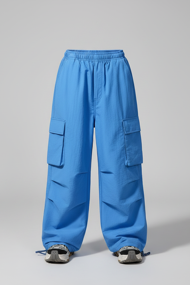 Pantalon Parachute Bleu Cargo Ample Enfant Décontracté - Polyester - vue 3