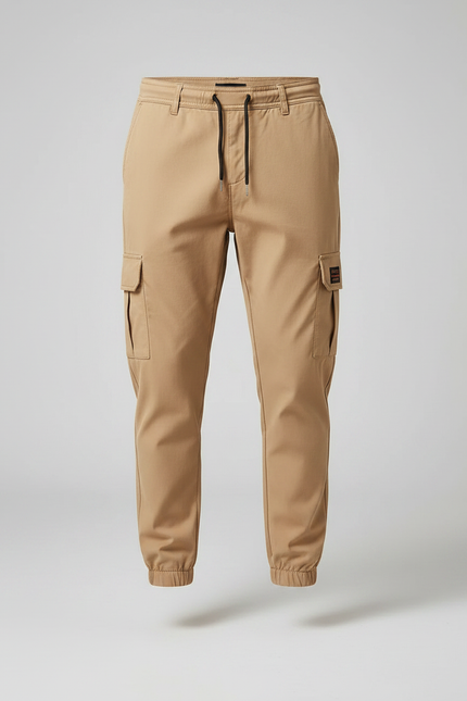 Pantalon Parachute Beige Cargo Décontracté Cordon Homme - Polyester - vue 3