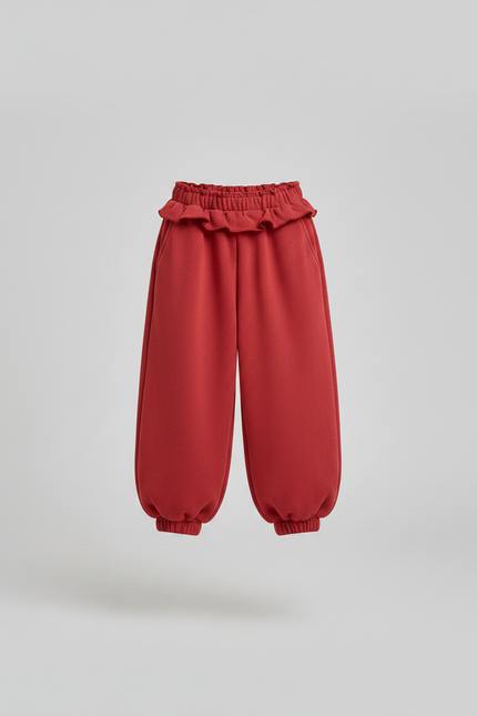 Pantalon Parachute Rouge Ample Molleton Enfant - vue 3