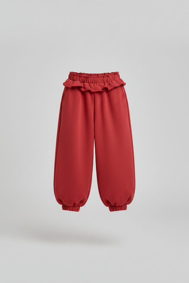 Pantalon Parachute Rouge Ample Molleton Enfant - vue 3