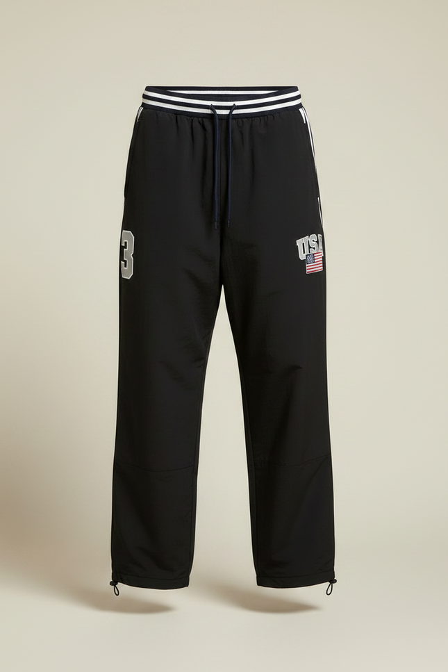 Pantalon Parachute Noir Ample Sport Homme USA - Polyester - vue 3
