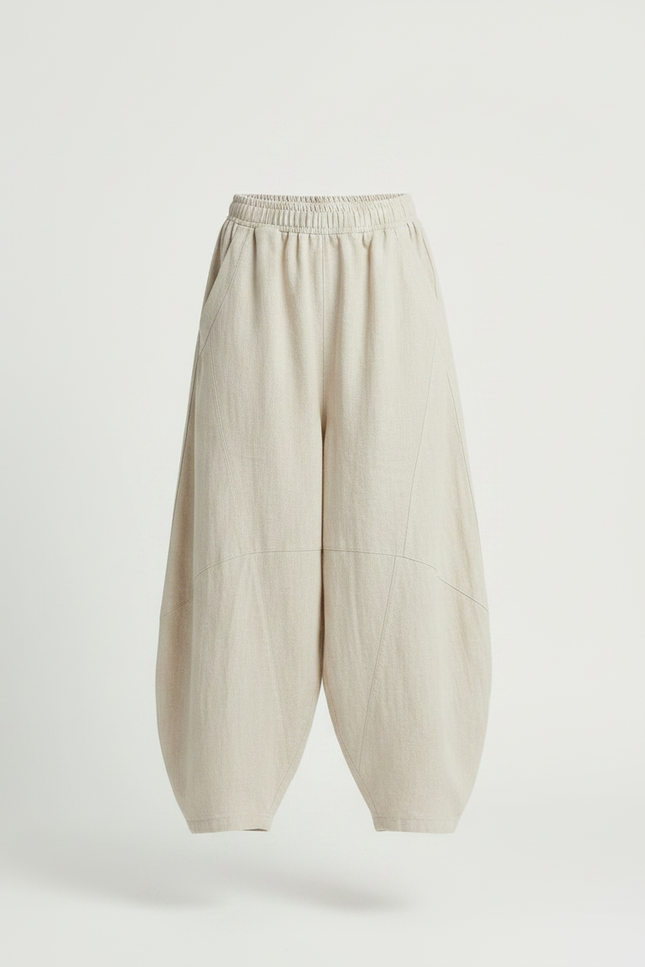 Pantalon Parachute Lin Ample Beige Décontracté Enfant - vue 3