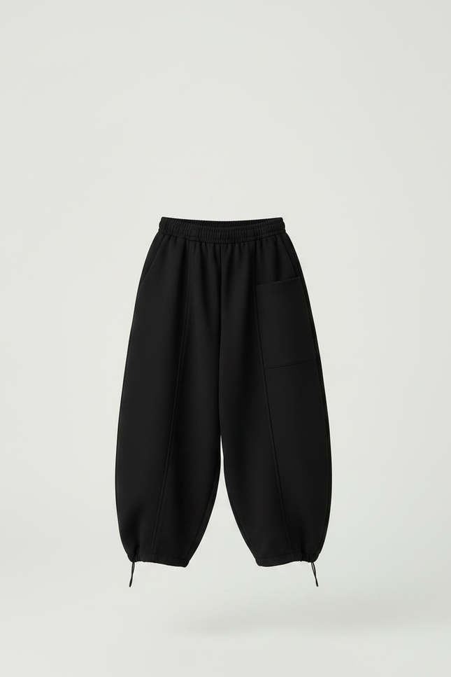 Pantalon Parachute Noir Ample Enfant Polaire Hiver - Molleton - vue 3
