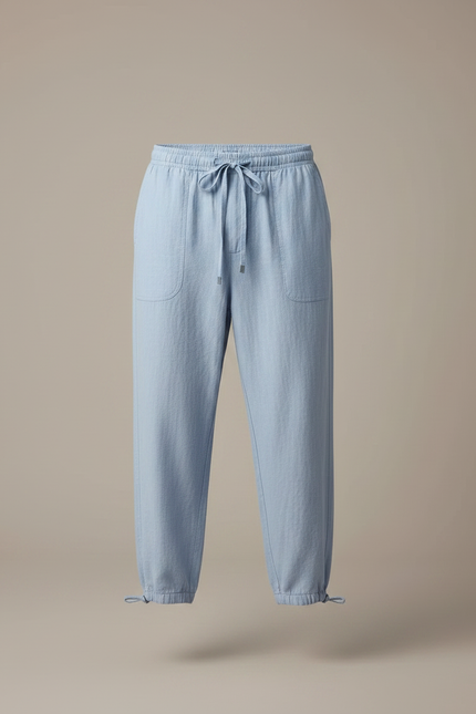 Pantalon Parachute Bleu Ciel Lin Ample Décontracté Homme - vue 3