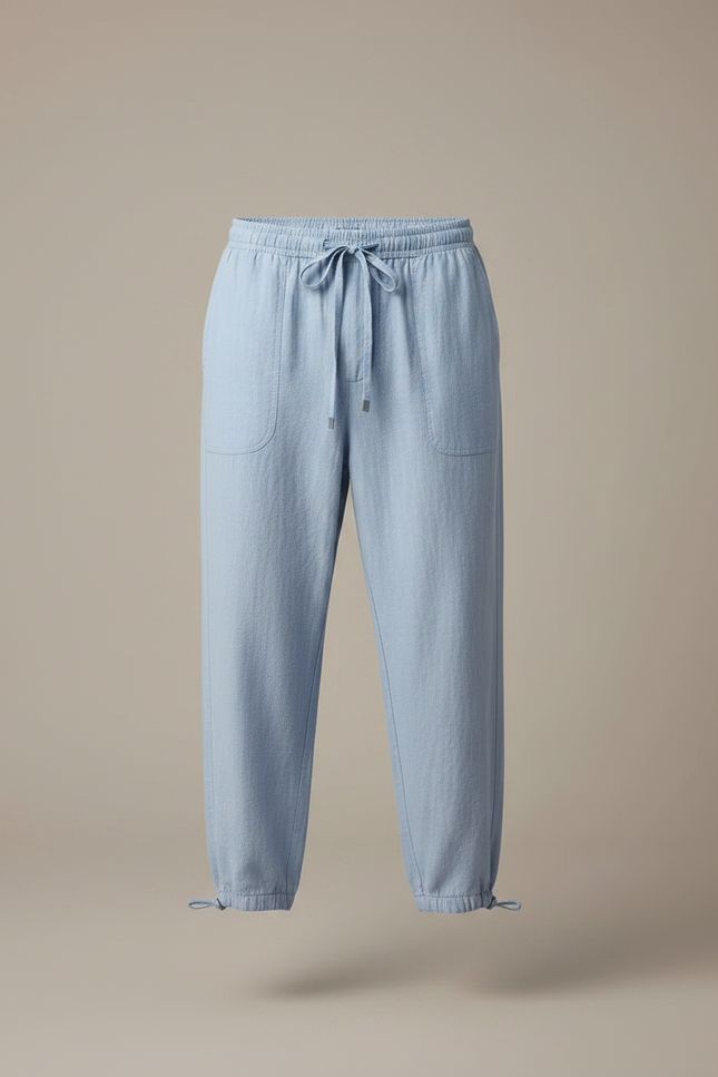 Pantalon Parachute Bleu Ciel Lin Ample Décontracté Homme - vue 3