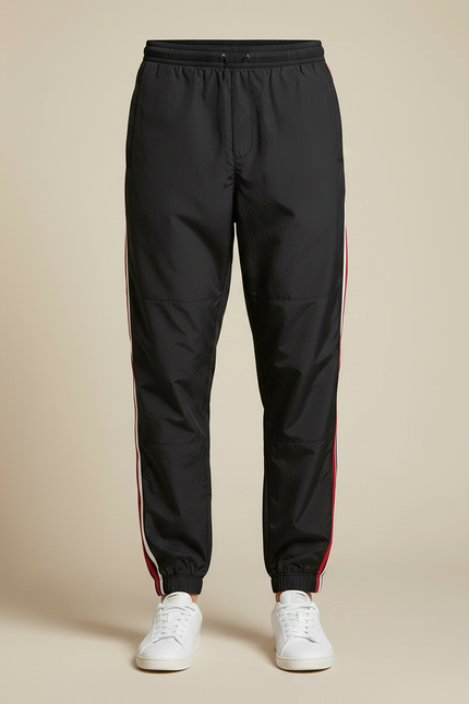 Pantalon Parachute Noir Bandes Latérales Rouges Blanc Casual - Polyester - vue 3