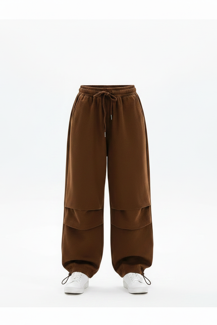 Pantalon Parachute Marron Ample Cargo Décontracté Fille - Molleton - vue 3