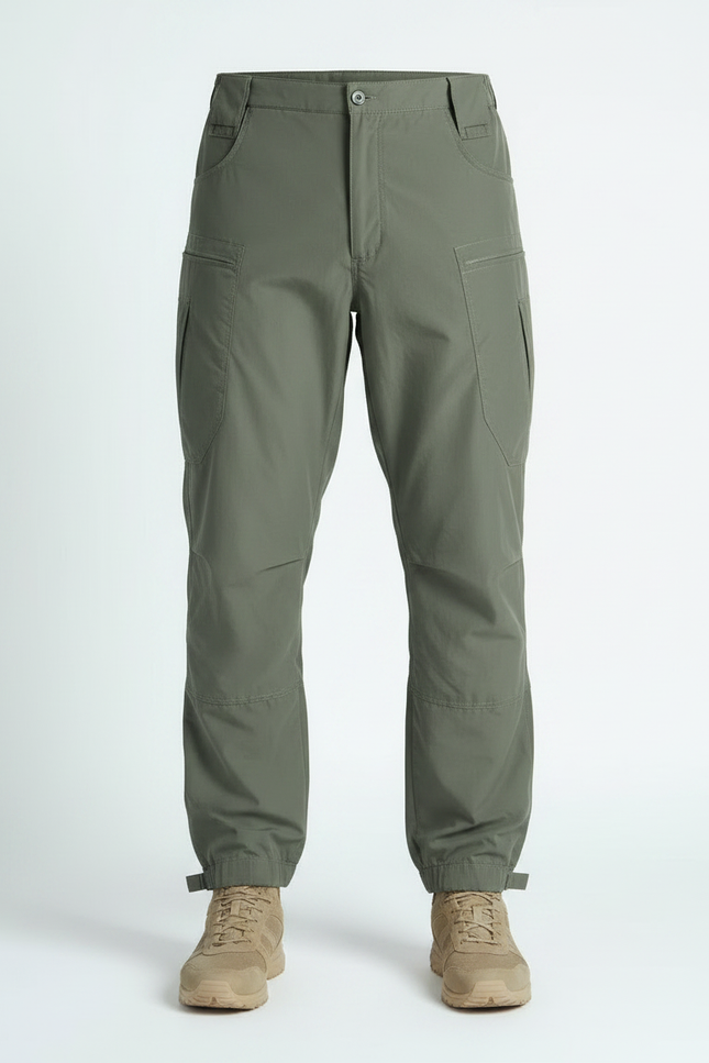 Pantalon Parachute Vert Cargo Tactique Léger Homme - Kaki Polyester - vue 3
