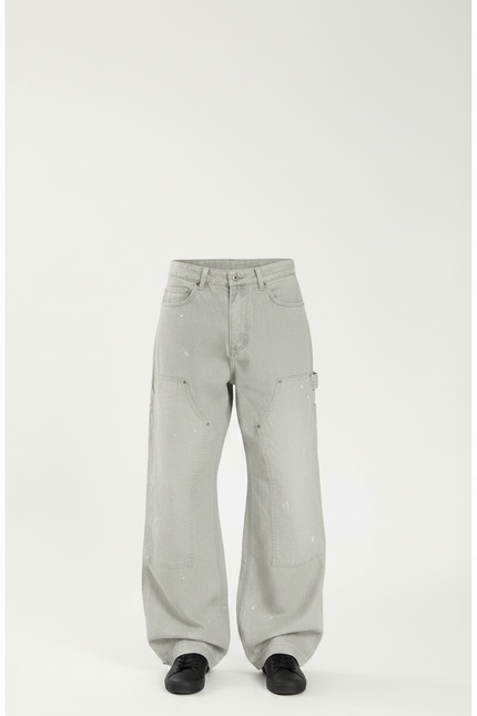 Pantalon Parachute Gris Ample Décontracté Homme Large - Toile - vue 3