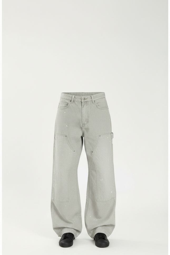 Pantalon Parachute Gris Ample Décontracté Homme Large - Toile - vue 3