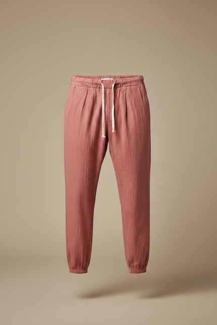 Pantalon Parachute Homme Resserré Aux Chevilles Toile Streetwear - Rose Lin - vue 3