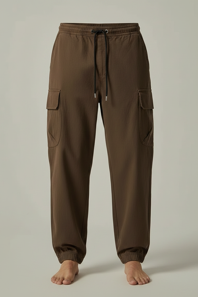 Pantalon Parachute Marron Ample Cargo Décontracté Homme - Coton - vue 3