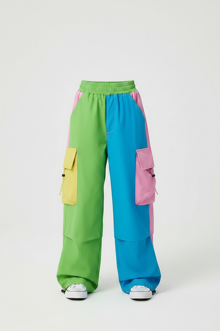 Pantalon Parachute Coloré Ample Cargo Fille - Multicolore Polyester - vue 3