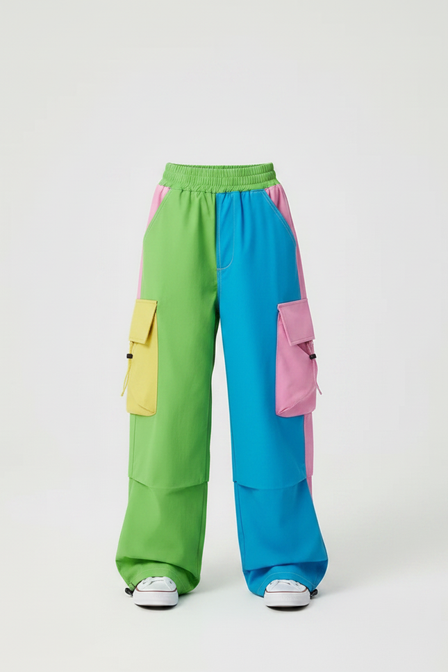 Pantalon Parachute Coloré Ample Cargo Fille - Multicolore Polyester - vue 3
