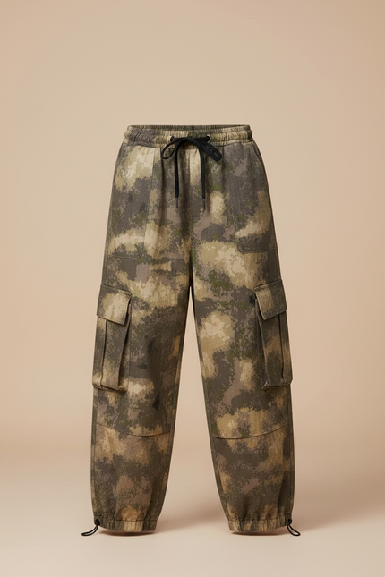 Pantalon Parachute Camouflage Cargo Ample Garçon Décontracté - Multicolore Toile - vue 3