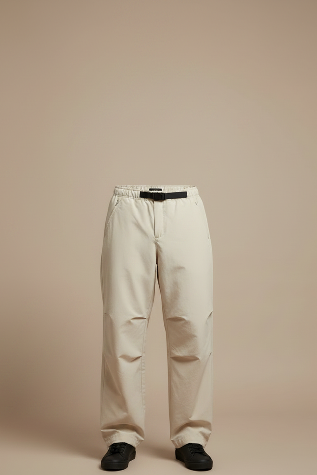 Pantalon Parachute Beige Ample Cordon Décontracté Léger - Polyester - vue 3