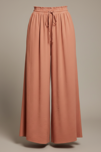 Pantalon Parachute Fluide Ample Taille Haute Corail - Orange Viscose - vue 3