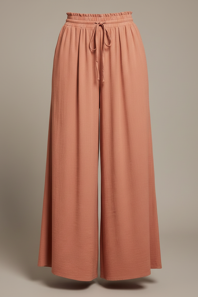 Pantalon Parachute Fluide Ample Taille Haute Corail - Orange Viscose - vue 3