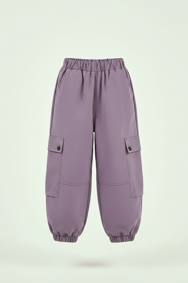 Pantalon Parachute Cargo Ample Violet Fille - Polyester - vue 3