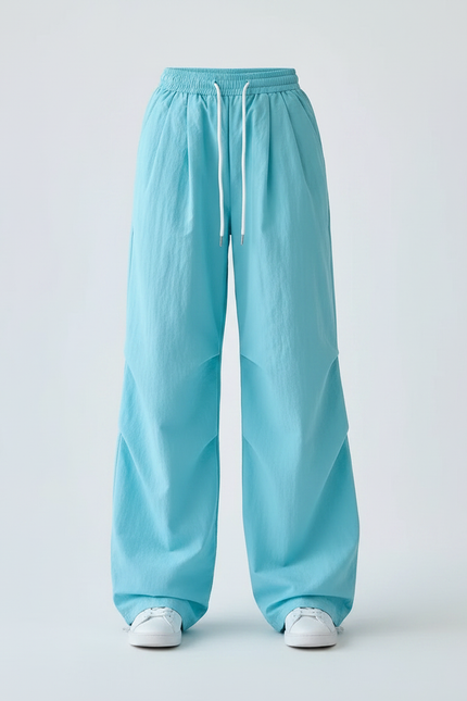 Pantalon Parachute Bleu Ciel Ample Fluide Enfant Cordon - Polyester - vue 3