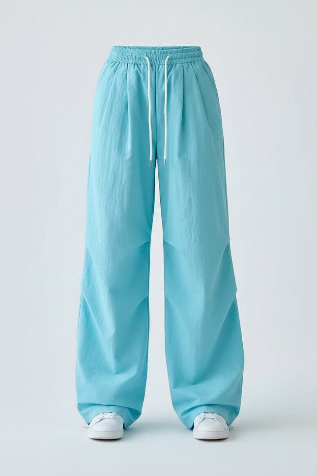 Pantalon Parachute Bleu Ciel Ample Fluide Enfant Cordon - Polyester - vue 3