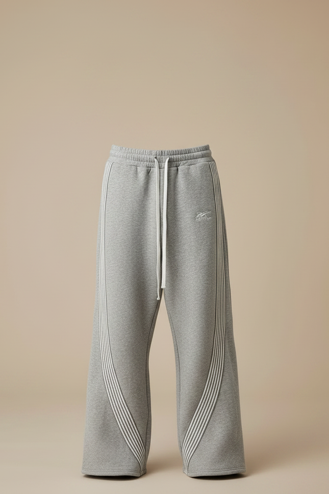 Pantalon Parachute Gris Ample Rayures Jogging Homme - Molleton - vue 3