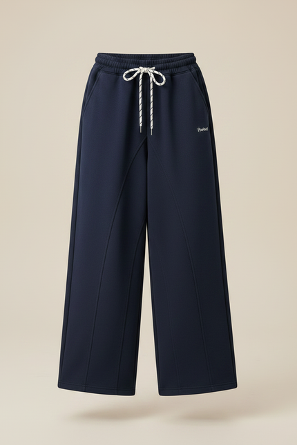 Pantalon Parachute Bleu Marine Ample Coton Enfant Cordon - Molleton - vue 3