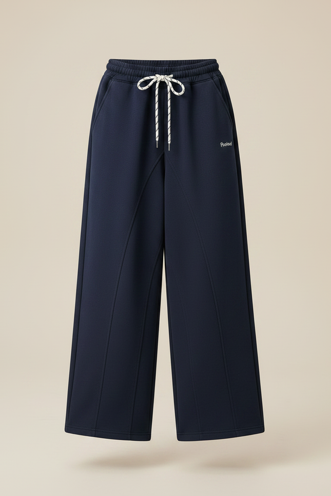 Pantalon Parachute Bleu Marine Ample Coton Enfant Cordon - Molleton - vue 3
