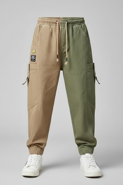 Pantalon Parachute Bicolore Cargo Ample Garçon Coton Sport - Multicolore - vue 3