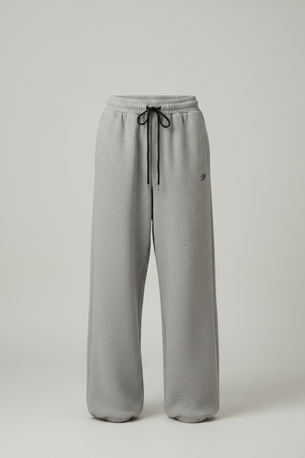 Pantalon Parachute Gris Ample Molleton Brodé - vue 3