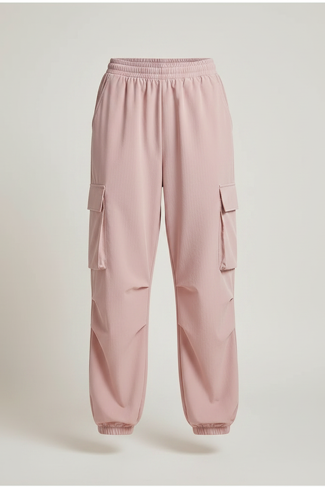 Pantalon Parachute Rose Cargo Ample Nylon Femme - Polyester - vue 3