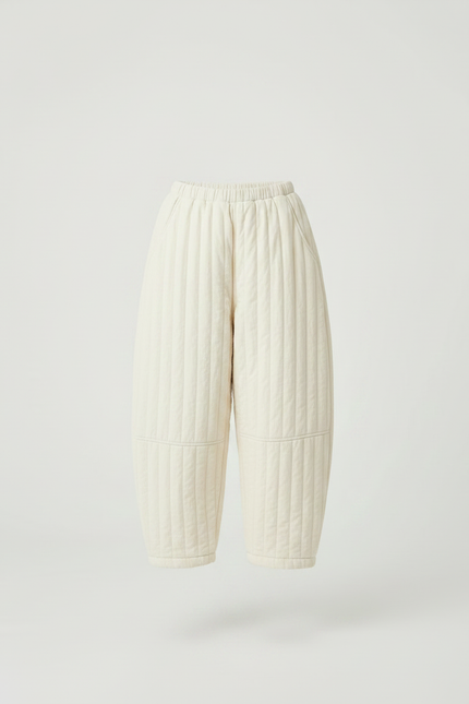 Pantalon Parachute Crème Matelassé Ample Enfant Hiver - Beige Molleton - vue 3