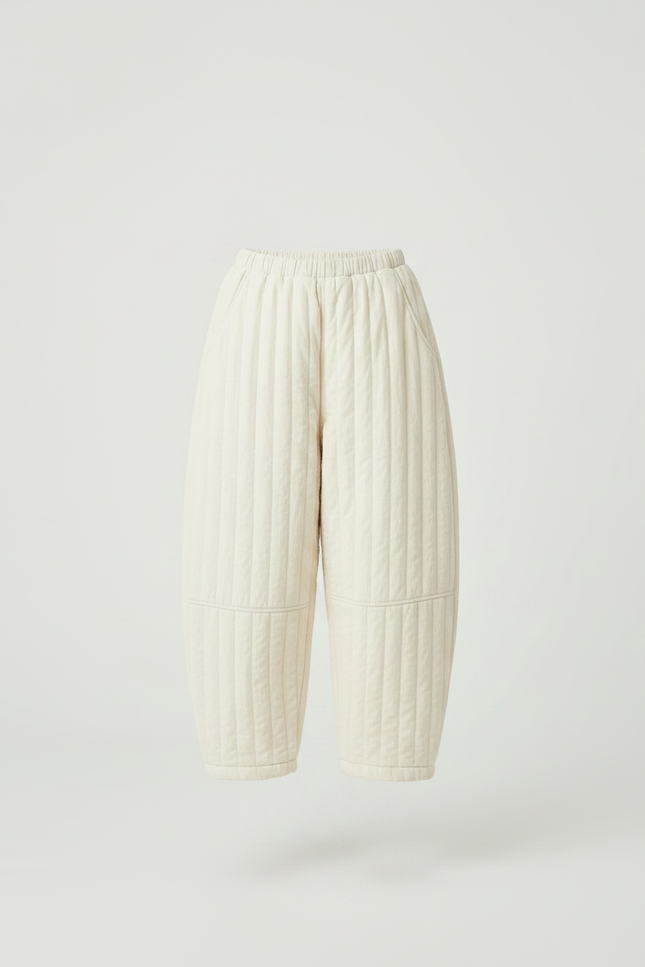 Pantalon Parachute Crème Matelassé Ample Enfant Hiver - Beige Molleton - vue 3