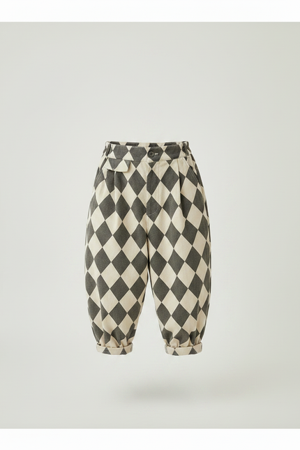 Pantalon Parachute Carreaux Ample Garçon Coton Décontracté - Imprimé - vue 3