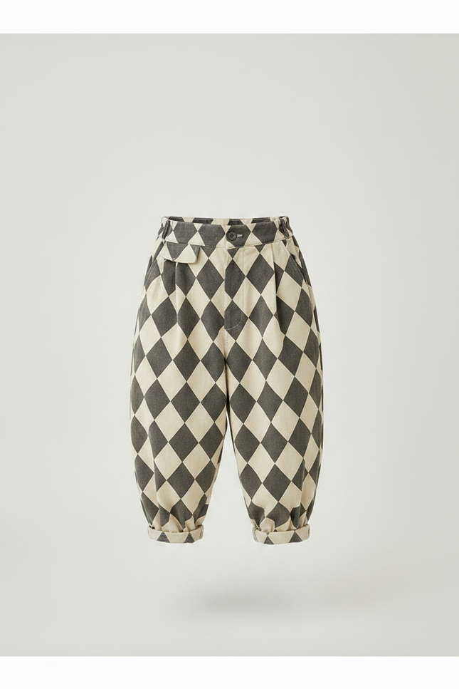 Pantalon Parachute Carreaux Ample Garçon Coton Décontracté - Imprimé - vue 3